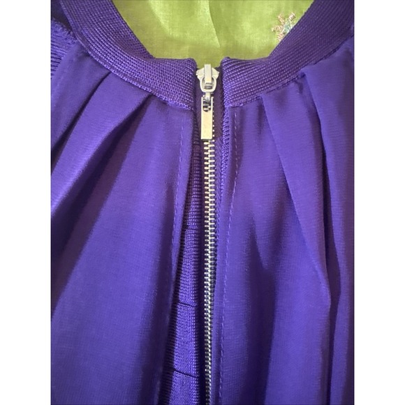 Venus Bodycon Dress Purple Bandage Dress Chiffon Overlay Halter Neck Size 8 NWOT - Picture 5 of 7